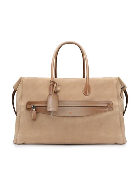 Beige suede and leather weekend bag