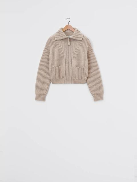TRUCKER COLLAR ZIPPED CARDIGAN