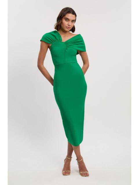 Figure Form Bandage Asymmetric Strap Knit Midi Dress