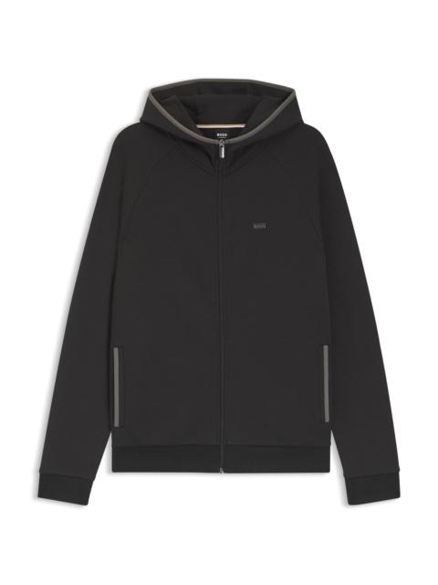 CONTRAST-BINDING ZIP-UP HOODIE IN A COTTON BLEND