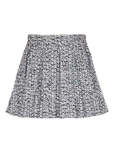 high-waisted tweed pleated mini skirt