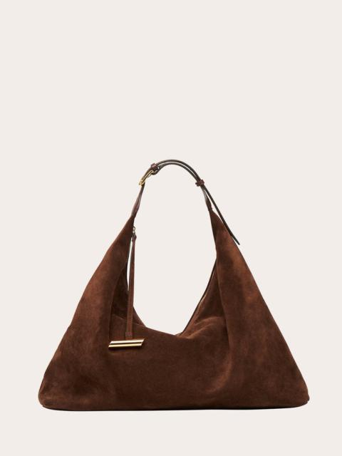 PILLOW HOBO SUEDE DARK BROWN