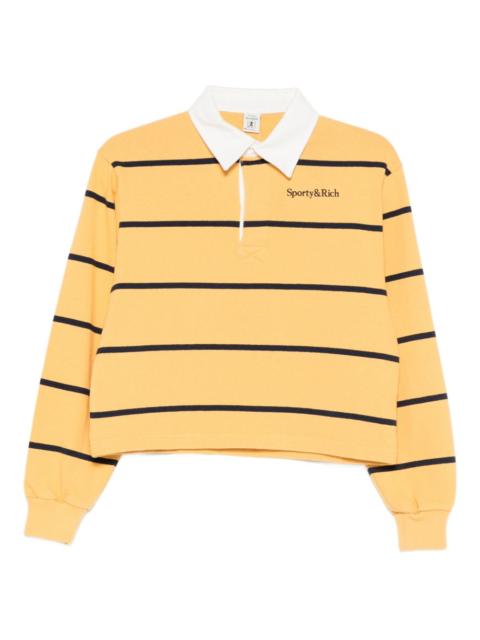 striped long-sleeved polo top