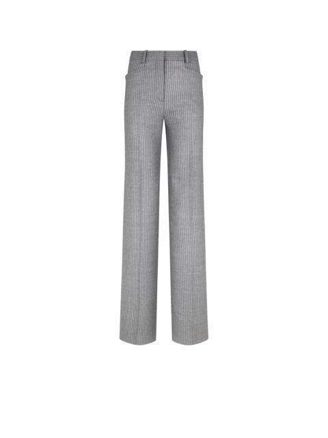 STRIPED WOOL FLANNEL TAILORED BOOT CUT PANTS