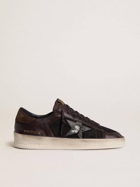 Men's Stardan in brown suede and black mesh with white leather star and nappa leather inserts