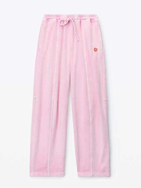 apple logo track pant in velour