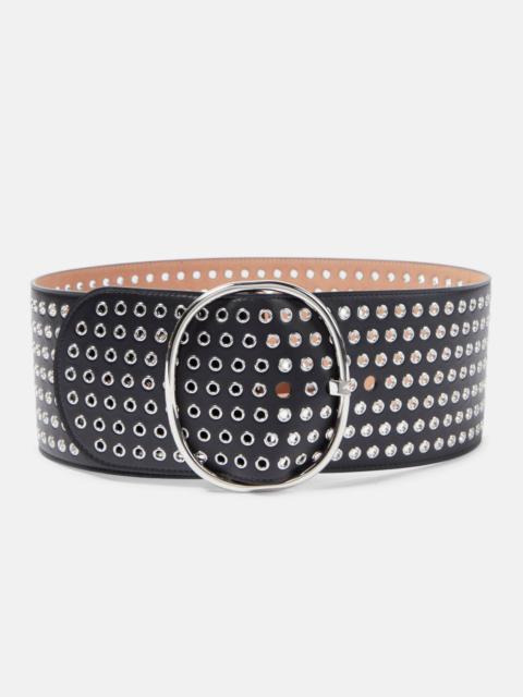 Embellished leather belt