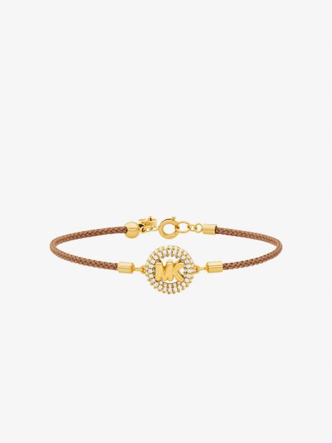 Pavé Gold-Tone Logo Corded Bracelet