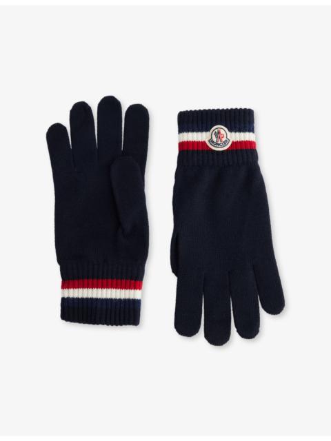 Striped Brand-Patch Wool Gloves