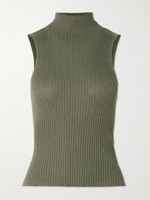 Blake Ribbed Lurex Turtleneck Top