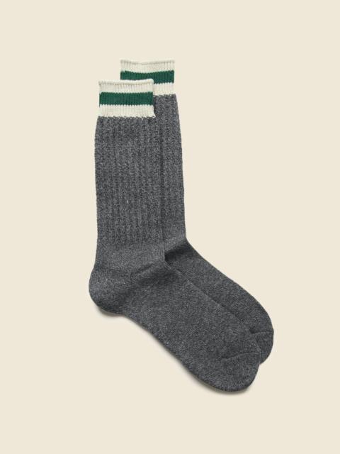 Tuck Cuff Stripe Crew Sock - Charcoal