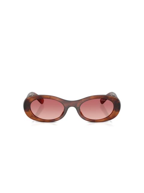 tortoiseshell-pattern oval-frame sunglasses