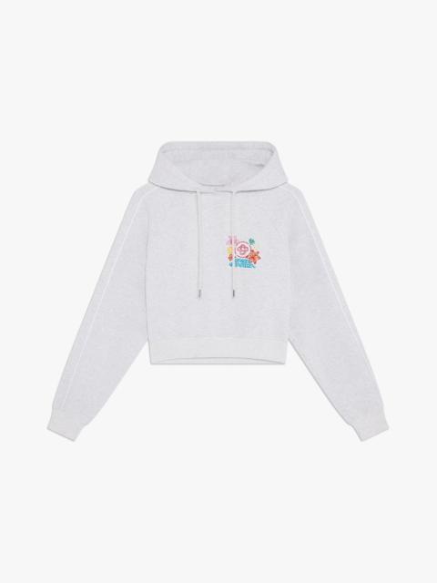Grey Embroidered Cropped Hooded Sweatshirt | Casablanca Paris