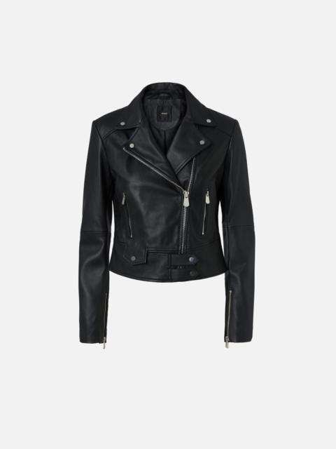 SHORT ZIPPED NAPPA LEATHER BIKER JACKET