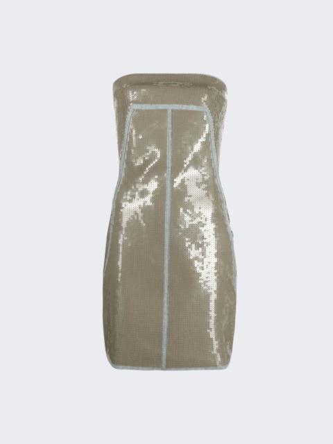 Embroidered Bustier Dress Blue and Dust