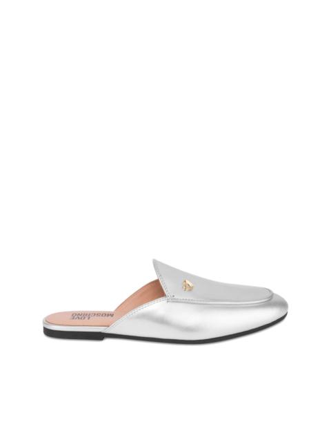 metallic emblem mules