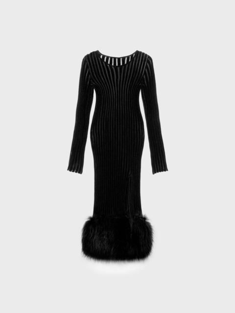 MIDI KNIT DRESS WITH FUR
