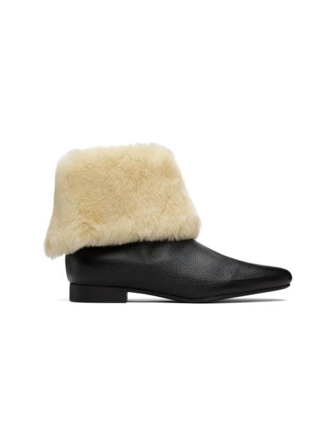 Black & Beige Downtown Shearling Boots