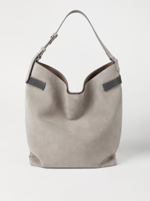 Essence hobo bag in suede with precious bands