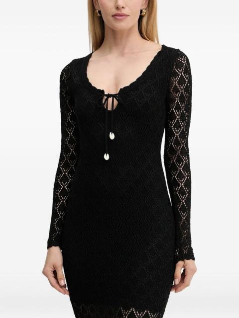 lace-insert midi dress
