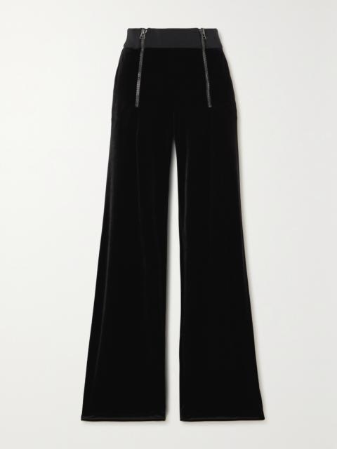 Zip-embellished Velour Track Pants