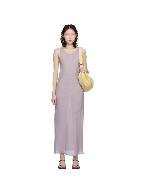 Purple Fine Linen Larva Midi Dress