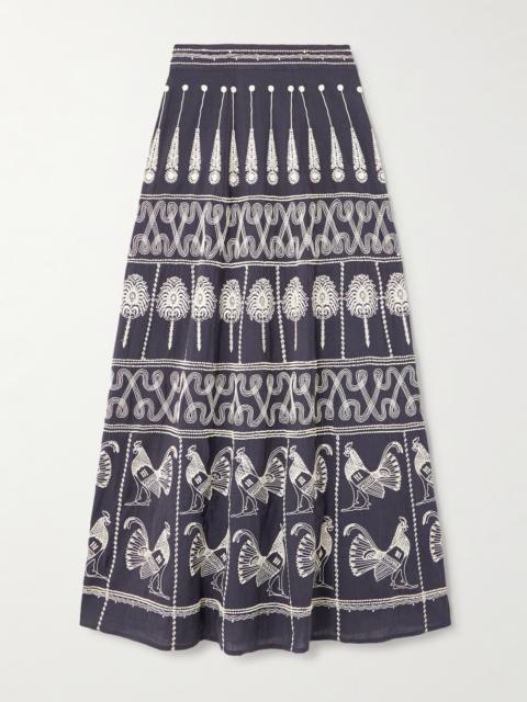 Camille Embellished Embroidered Cotton-blend Maxi Skirt