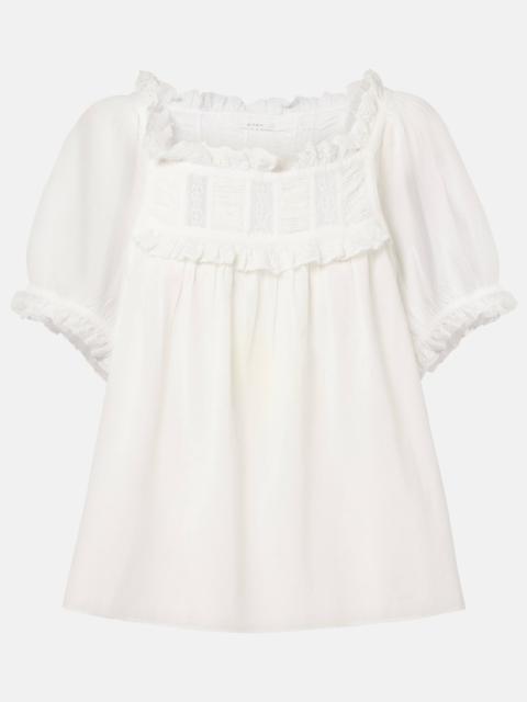 Frances lace-trimmed cotton-blend top