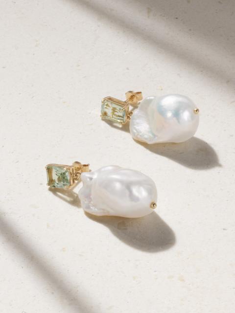 14-karat Gold, Pearl And Amethyst Earrings