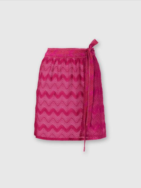 Wrap cover-up miniskirt in zig zag lamé viscose