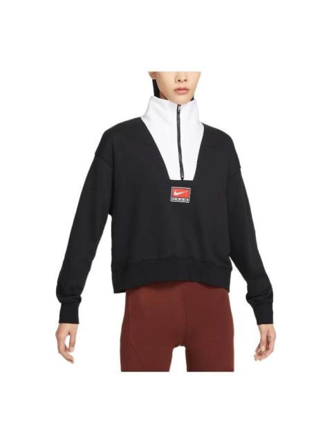 (WMNS) Nike NSW Team Fleece Top 'Black White Red' DQ6944-010