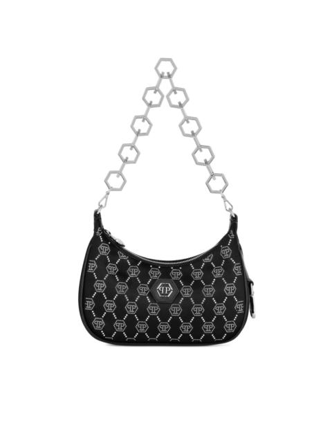 monogram-pattern satin shoulder bag