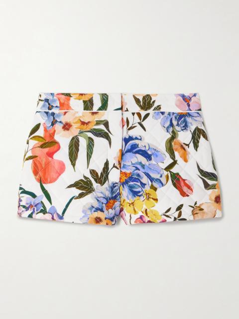 Greek Garden Quilted Floral-print Lyocell And Cotton-blend Shorts