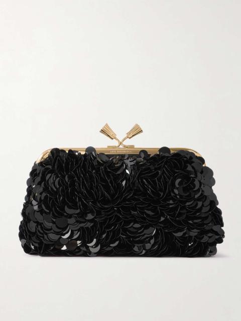 Maud paillette-embellished recycled-satin clutch