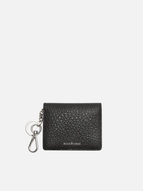 Folded leather wallet - Black