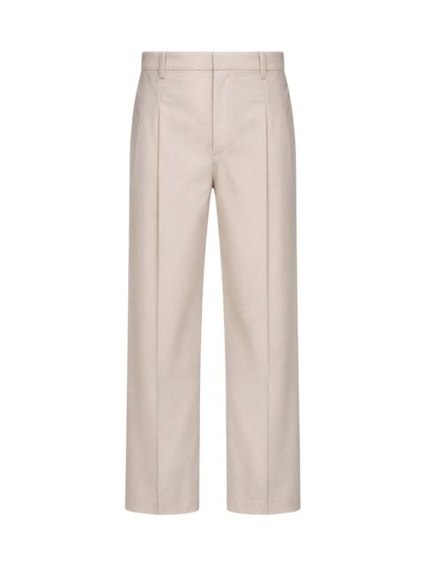 Beige techno poplin A-Line trousers with monili