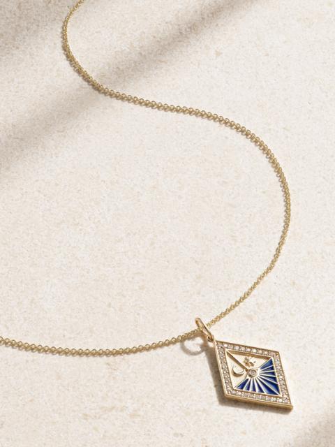 Sundial 14-karat Gold, Enamel And Diamond Necklace