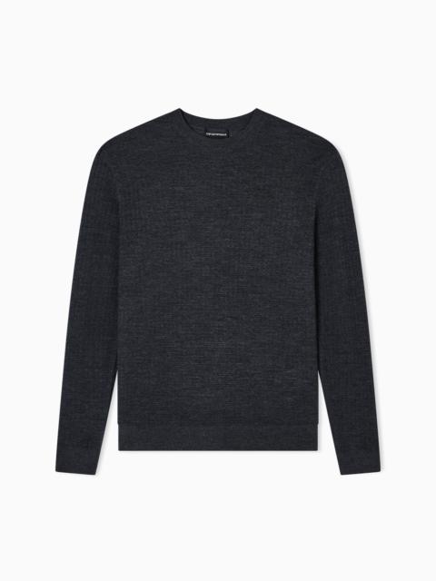 VIRGIN WOOL JUMPER WITH EMBOSSED JACQUARD PATTERN