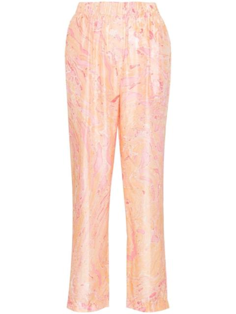 abstract-print silk trousers