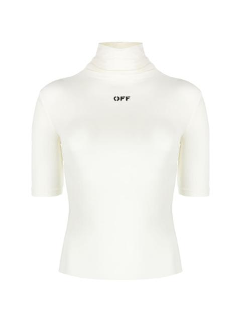 logo-print mock-neck top
