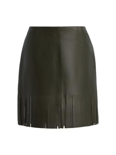 Fringed Leather Skirt green