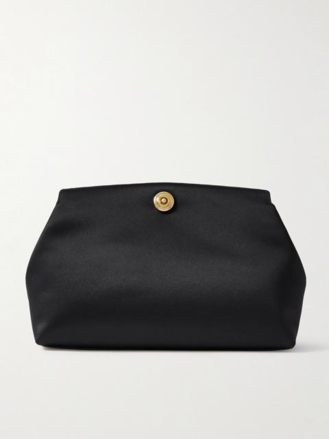 Leather-trimmed Satin Clutch