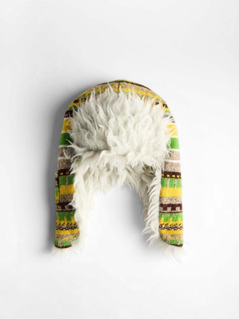 WOOLLEN-TRIM STRIPED HAT IN MARIGOLD