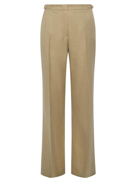 Vesta Flare Pant in Hay Virgin Wool Silk with Linen