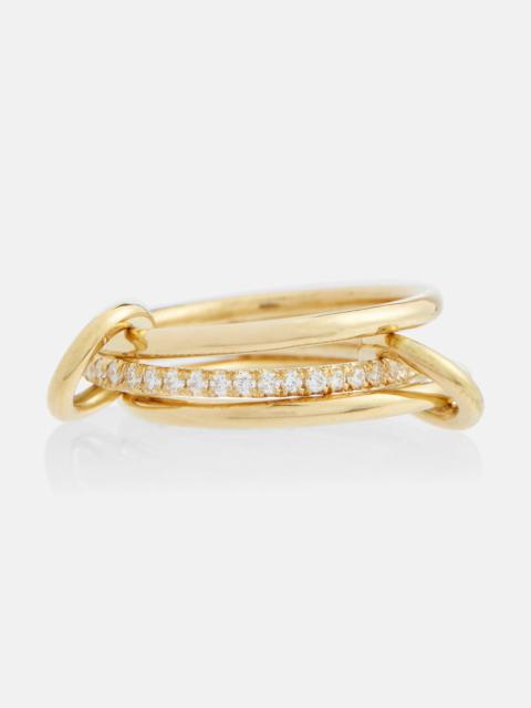 Sonny 18kt yellow gold linked rings with diamonds