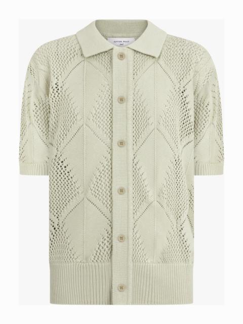 LEAF CROCHET HALF KNIT CARDIGAN | AVOCADO