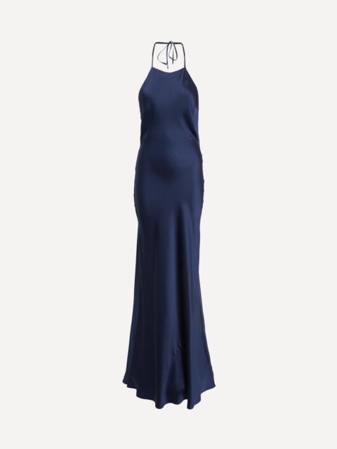 Jeanie Navy Silk Maxi Dress