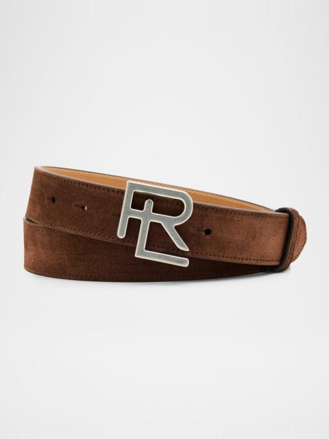 Men's RL-Buckle Calf Suede Belt