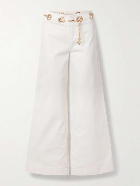 Sydney belted embellished low-rise wide-leg jeans Off-white