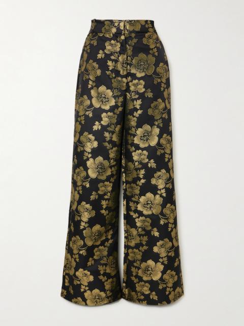 Beatrice Floral-brocade Wide-leg Pants